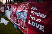 18 March 2022; A general view of Drogheda United banners before the SSE Airtricity League Premier Division match between Drogheda United and Dundalk at Head in the Game Park in Drogheda, Louth. Photo by Ramsey Cardy/Sportsfile