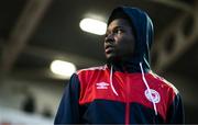 18 March 2022; St Patrick's Athletic goalkeeper Joseph Anang before the SSE Airtricity League Premier Division match between Derry City and St Patrick's Athletic at The Ryan McBride Brandywell Stadium in Derry. Photo by Stephen McCarthy/Sportsfile