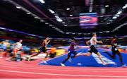 18 March 2022; Benjamin Lobo Vedel of Denmark, third from left, competing in the men's 400m semi-finals during day one of the World Indoor Athletics Championships at the Štark Arena in Belgrade, Serbia. Photo by Sam Barnes/Sportsfile