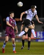 18 March 2022; John Martin of Dundalk in action against James Clarke of Drogheda United during the SSE Airtricity League Premier Division match between Drogheda United and Dundalk at Head in the Game Park in Drogheda, Louth. Photo by Ramsey Cardy/Sportsfile