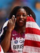 18 March 2022; Mikiah Brisco of USA after finishing second in the women's 60m final during day one of the World Indoor Athletics Championships at the Štark Arena in Belgrade, Serbia. Photo by Sam Barnes/Sportsfile
