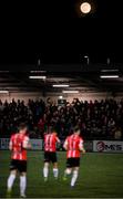 18 March 2022; A full moon over The Ryan McBride Brandywell Stadium as Derry City players runs out for the SSE Airtricity League Premier Division match between Derry City and St Patrick's Athletic at The Ryan McBride Brandywell Stadium in Derry. Photo by Stephen McCarthy/Sportsfile