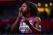 18 March 2022;  Mikiah Brisco of USA after finishing second in the women's 60m final during day one of the World Indoor Athletics Championships at the Štark Arena in Belgrade, Serbia. Photo by Sam Barnes/Sportsfile
