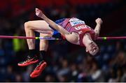 18 March 2022; Steven Bastien of USA competing in the high jump of the men's Heptathlon during day one of the World Indoor Athletics Championships at the Štark Arena in Belgrade, Serbia. Photo by Sam Barnes/Sportsfile