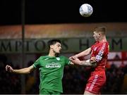 18 March 2022; Kameron Ledwidge of Shelbourne in action against Filip Mihaljevic of Finn Harps during the SSE Airtricity League Premier Division match between Shelbourne and Finn Harps at Tolka Park in Dublin. Photo by Piaras Ó Mídheach/Sportsfile
