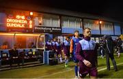 18 March 2022; Drogheda United captain Dane Massey leads his side out before the SSE Airtricity League Premier Division match between Drogheda United and Dundalk at Head in the Game Park in Drogheda, Louth. Photo by Ramsey Cardy/Sportsfile