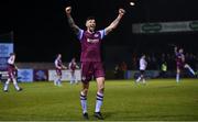 18 March 2022; Adam Foley of Drogheda United celebrates at the final whistle of the SSE Airtricity League Premier Division match between Drogheda United and Dundalk at Head in the Game Park in Drogheda, Louth. Photo by Ramsey Cardy/Sportsfile