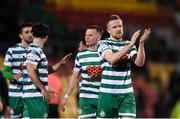 18 March 2022; Sean Hoare of Shamrock Rovers applauds supporters after the SSE Airtricity League Premier Division match between Shamrock Rovers and Sligo Rovers at Tallaght Stadium in Dublin. Photo by Harry Murphy/Sportsfile