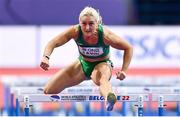 19 March 2022; Sarah Lavin of Ireland competing in the women's 60m hurdles during day two of the World Indoor Athletics Championships at the Štark Arena in Belgrade, Serbia. Photo by Sam Barnes/Sportsfile