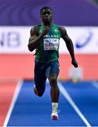 19 March 2022; Israel Olatunde of Ireland competing in the men's 60m during day two of the World Indoor Athletics Championships at the Stark Arena in Belgrade, Serbia. Photo by Sam Barnes/Sportsfile