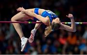 19 March 2022; Elena Vallortigara of Italy competes in the women's high jump final during day two of the World Indoor Athletics Championships at the Stark Arena in Belgrade, Serbia. Photo by Sam Barnes/Sportsfile