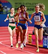 19 March 2022; Síofra Cleirigh Buttner of Ireland, left, competing in the women's 800m during day two of the World Indoor Athletics Championships at the Stark Arena in Belgrade, Serbia. Photo by Sam Barnes/Sportsfile