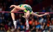 19 March 2022; Eleanor Patterson of Australia competes in the women's high jump final during day two of the World Indoor Athletics Championships at the Stark Arena in Belgrade, Serbia. Photo by Sam Barnes/Sportsfile