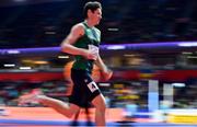 19 March 2022; Luke McCann of Ireland competing in the men's 1500m during day two of the World Indoor Athletics Championships at the Stark Arena in Belgrade, Serbia. Photo by Sam Barnes/Sportsfile