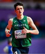 19 March 2022; Luke McCann of Ireland competes in the men's 1500m during day two of the World Indoor Athletics Championships at the Stark Arena in Belgrade, Serbia. Photo by Sam Barnes/Sportsfile