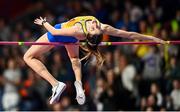19 March 2022; Yaroslava Mahuchikh of Ukraine clears the bar on her way to winning gold in the women's high jump final during day two of the World Indoor Athletics Championships at the Stark Arena in Belgrade, Serbia. Photo by Sam Barnes/Sportsfile