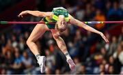19 March 2022; Eleanor Patterson of Australia clears the bar on her way to winning silver in the women's high jump final during day two of the World Indoor Athletics Championships at the Stark Arena in Belgrade, Serbia. Photo by Sam Barnes/Sportsfile