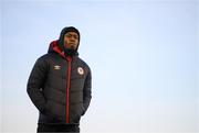 18 March 2022; David Odumosu of St Patrick's Athletic before the SSE Airtricity League Premier Division match between Derry City and St Patrick's Athletic at The Ryan McBride Brandywell Stadium in Derry. Photo by Stephen McCarthy/Sportsfile