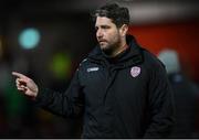 18 March 2022; Derry City manager Ruaidhrí Higgins before the SSE Airtricity League Premier Division match between Derry City and St Patrick's Athletic at The Ryan McBride Brandywell Stadium in Derry. Photo by Stephen McCarthy/Sportsfile
