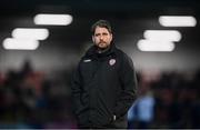 18 March 2022; Derry City manager Ruaidhrí Higgins before the SSE Airtricity League Premier Division match between Derry City and St Patrick's Athletic at The Ryan McBride Brandywell Stadium in Derry. Photo by Stephen McCarthy/Sportsfile
