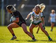 19 March 2022; Sinéad Cafferky of Mayo in action against Megan Thynne of Meath during the Lidl Ladies Football National League Division 1 Semi-Final match between Mayo and Meath at St Tiernach's Park in Clones, Monaghan. Photo by Ray McManus/Sportsfile