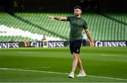 19 March 2022; Hugo Keenan of Ireland walks the pitch before the Guinness Six Nations Rugby Championship match between Ireland and Scotland at the Aviva Stadium in Dublin. Photo by Harry Murphy/Sportsfile