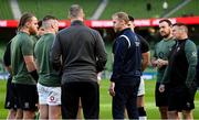 19 March 2022; Referee Wayne Barnes speaks with the forwards before the Guinness Six Nations Rugby Championship match between Ireland and Scotland at the Aviva Stadium in Dublin. Photo by Harry Murphy/Sportsfile