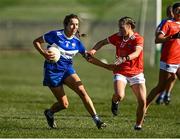 19 March 2022; Jane Moore of Laois in action against Aoife McCoy of Armagh during the Lidl Ladies Football National League Division 2 Semi-Final match between Armagh and Laois at O'Raghallaigh's GAA Club in Drogheda, Louth. Photo by Oliver McVeigh/Sportsfile