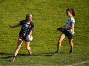 19 March 2022; Hannah Reape of Mayo in action against Niamh O'Sullivan  of Meath during the Lidl Ladies Football National League Division 1 Semi-Final match between Mayo and Meath at St Tiernach's Park in Clones, Monaghan. Photo by Ray McManus/Sportsfile