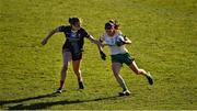 19 March 2022; Niamh O'Sullivan  of Meath in action against Ciara Whyte of Mayo during the Lidl Ladies Football National League Division 1 Semi-Final match between Mayo and Meath at St Tiernach's Park in Clones, Monaghan. Photo by Ray McManus/Sportsfile