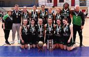 19 March 2022; The Limerick Celtics squad celebrate after their victory in the InsureMyHouse.ie U18 Women's National Cup Final match between Liffey Celtics and Limerick Celtics at Neptune Stadium in Cork. Photo by Piaras Ó Mídheach/Sportsfile