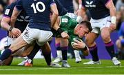 19 March 2022; Dan Sheehan of Ireland dives over to score his side's first try during the Guinness Six Nations Rugby Championship match between Ireland and Scotland at Aviva Stadium in Dublin. Photo by Ramsey Cardy/Sportsfile