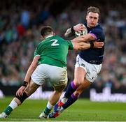 19 March 2022; Stuart Hogg of Scotland is tackled by Dan Sheehan of Ireland during the Guinness Six Nations Rugby Championship match between Ireland and Scotland at Aviva Stadium in Dublin. Photo by Brendan Moran/Sportsfile