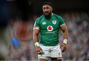 19 March 2022; Bundee Aki of Ireland during the Guinness Six Nations Rugby Championship match between Ireland and Scotland at Aviva Stadium in Dublin. Photo by Ramsey Cardy/Sportsfile