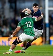 19 March 2022; Blair Kinghorn of Scotland in action against Bundee Aki of Ireland during the Guinness Six Nations Rugby Championship match between Ireland and Scotland at Aviva Stadium in Dublin. Photo by Ramsey Cardy/Sportsfile