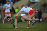 19 March 2022; Aidan O’Shea of Mayo in action against Ronan McNamee of Tyrone during the Allianz Football League Division 1 match between Tyrone and Mayo at O'Neill's Healy Park in Omagh, Tyrone. Photo by Stephen McCarthy/Sportsfile