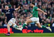 19 March 2022; Jamison Gibson Park of Ireland kicks forward during the Guinness Six Nations Rugby Championship match between Ireland and Scotland at Aviva Stadium in Dublin. Photo by Brendan Moran/Sportsfile