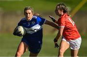 19 March 2022; Amy Potts of Laois in action against Aoife McCoy of Armagh during the Lidl Ladies Football National League Division 2 Semi-Final match between Armagh and Laois at O'Raghallaigh's GAA Club in Drogheda, Louth. Photo by Oliver McVeigh/Sportsfile