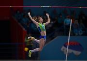 19 March 2022; Tina Šutej of Slovenia competing in the women's pole vaultduring day two of the World Indoor Athletics Championships at the Stark Arena in Belgrade, Serbia. Photo by Sam Barnes/Sportsfile