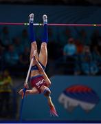 19 March 2022; Sandi Morris of USA competing in the women's pole vaultduring day two of the World Indoor Athletics Championships at the Stark Arena in Belgrade, Serbia. Photo by Sam Barnes/Sportsfile