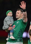 19 March 2022; Cian Healy of Ireland with his son Beau after the Guinness Six Nations Rugby Championship match between Ireland and Scotland at Aviva Stadium in Dublin. Photo by Brendan Moran/Sportsfile