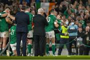 19 March 2022; Jonathan Sexton of Ireland celebrates with his son Luca after the Guinness Six Nations Rugby Championship match between Ireland and Scotland at Aviva Stadium in Dublin. Photo by Harry Murphy/Sportsfile