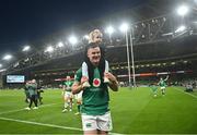 19 March 2022; Jonathan Sexton of Ireland and his daughter Sophie after the Guinness Six Nations Rugby Championship match between Ireland and Scotland at Aviva Stadium in Dublin. Photo by Ramsey Cardy/Sportsfile