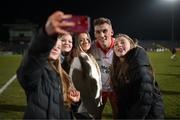 19 March 2022; Conn Kilpatrick of Tyrone with supporters after the Allianz Football League Division 1 match between Tyrone and Mayo at O'Neill's Healy Park in Omagh, Tyrone. Photo by Stephen McCarthy/Sportsfile