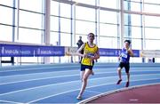 19 March 2022; Francis Donoghue of South Sligo AC competing in the men's U16 1500m during day one of the Irish Life Health National Juvenile Indoors at Athlone Institute of Technology in Athlone, Westmeath. Photo by Ben McShane/Sportsfile