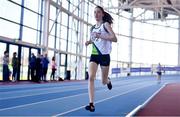19 March 2022; Aoife Blewitt of Moy Valley AC, Kildare, competing in the women's U16 1500m during day one of the Irish Life Health National Juvenile Indoors at Athlone Institute of Technology in Athlone, Westmeath. Photo by Ben McShane/Sportsfile