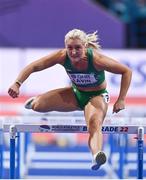 19 March 2022; Sarah Lavin of Ireland competing in the women's 60m hurdles final during day two of the World Indoor Athletics Championships at the Stark Arena in Belgrade, Serbia. Photo by Sam Barnes/Sportsfile