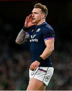 19 March 2022; Stuart Hogg of Scotland during the Guinness Six Nations Rugby Championship match between Ireland and Scotland at the Aviva Stadium in Dublin. Photo by Harry Murphy/Sportsfile