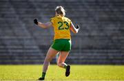 19 March 2022; Yvonne Bonnar of Donegal celebrates scoring a goal during the Lidl Ladies Football National League Division 1 Semi-Final match between Dublin and Donegal at St Tiernach's Park in Clones, Monaghan. Photo by Ray McManus/Sportsfile