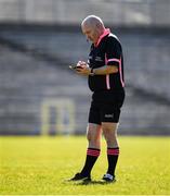 19 March 2022; Referee Gus Chapman notes a players name in his book during the Lidl Ladies Football National League Division 1 Semi-Final match between Dublin and Donegal at St Tiernach's Park in Clones, Monaghan. Photo by Ray McManus/Sportsfile